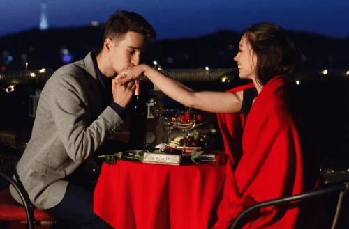 Couple together at night
